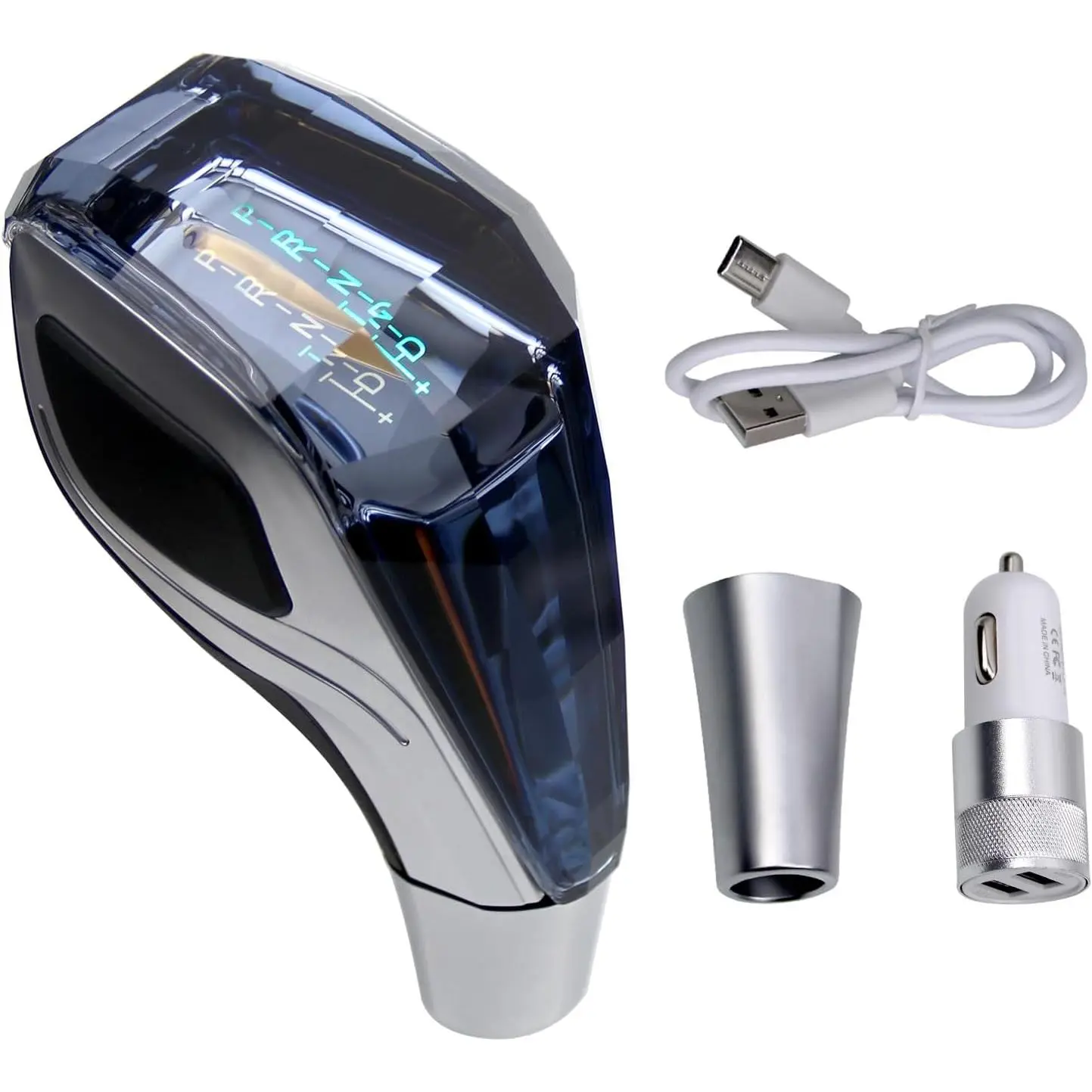 Touch-Activated Crystal Automatic Transmission Gear Shift Knob LED Illuminated Compatible with Most Cars Without Button-Operated Shifters