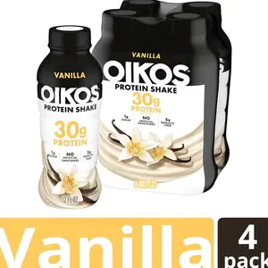 Oikos Protein Shake, Shelf Stable, Vanilla, 30g Protein, 12 fl oz, 4 Count​ Bottles