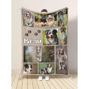 IZI POD Personalized Dog Blankets With Picture And Name, Custom Dog Photo Blanket