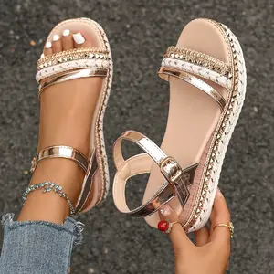 Rhinestone Embellished Platform Sandals