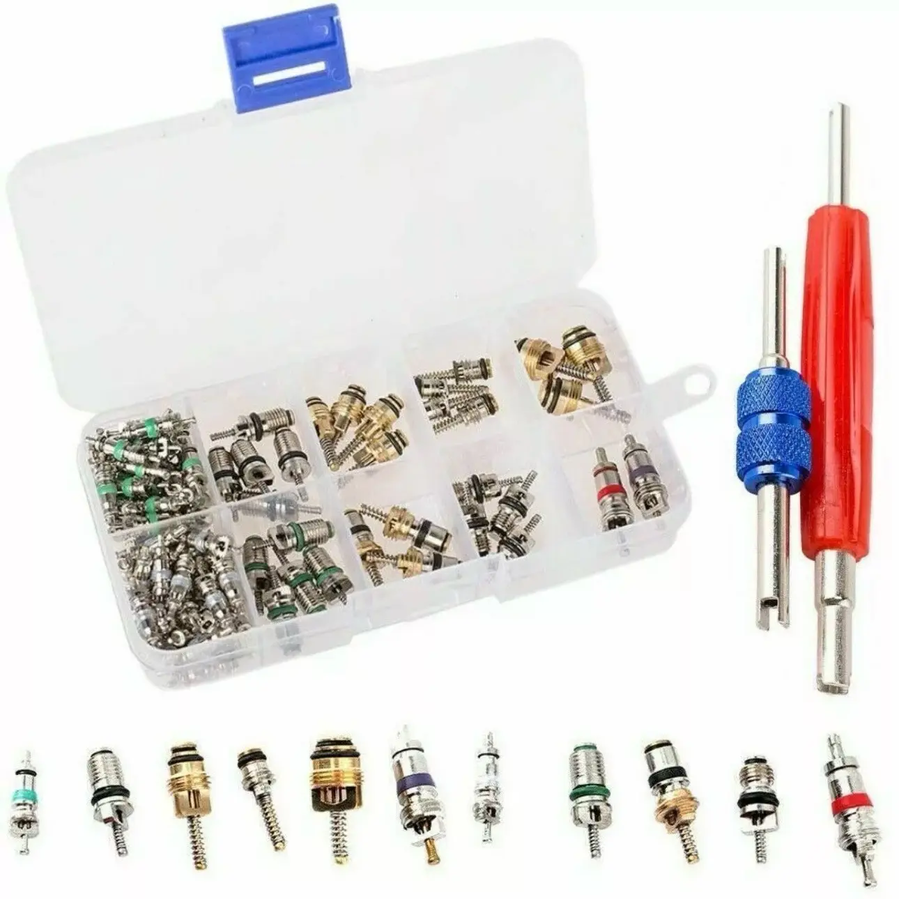 102pcs Car R12 & R134a A/C Air Conditioner Schrader Valve Core Remover Tool Kit