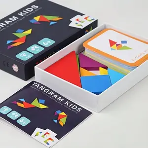 Wooden Tangram Puzzle, Early Education Geometric Shapes Toy, Creative Boxed Design, Fun Learning for Kids, No Batteries Required, Montessori Puzzles Gift, Shape Recognition Puzzles