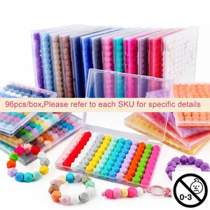 Hexagon Silicone Beads Kit, 96pcs/box Colorful Beads, DIY Beading Supplies for Bracelet Necklace Earrings, DIY Jewelry Making Accessories