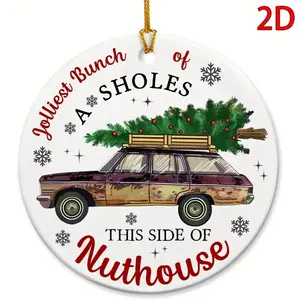 Funny 2025 Santa Zipper Ornament - Christmas Tree Decoration with "Most Wonderful Time for Nuthouse" Phrase & Nude House Joke, Funny Ornament