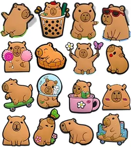 16Pcs Cute PVC Shoe Charms Bulk, Fashion Decoration Accessories Pins for Clog Sandals Wristband Gifts