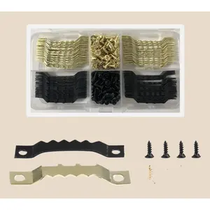 Elegant Black And Gold Serrated Photo Frame Hangers Invisible Picture Hanging Hardware Set For Wall Art Display 45cm By 08cm