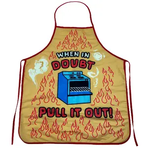 When In Doubt Pull It Out Apron Funny Oven Baking Cooking Graphic Kitchen Smock Funny Graphic Kitchenware Bakeware Funny Food  Novelty Cookware Yellow