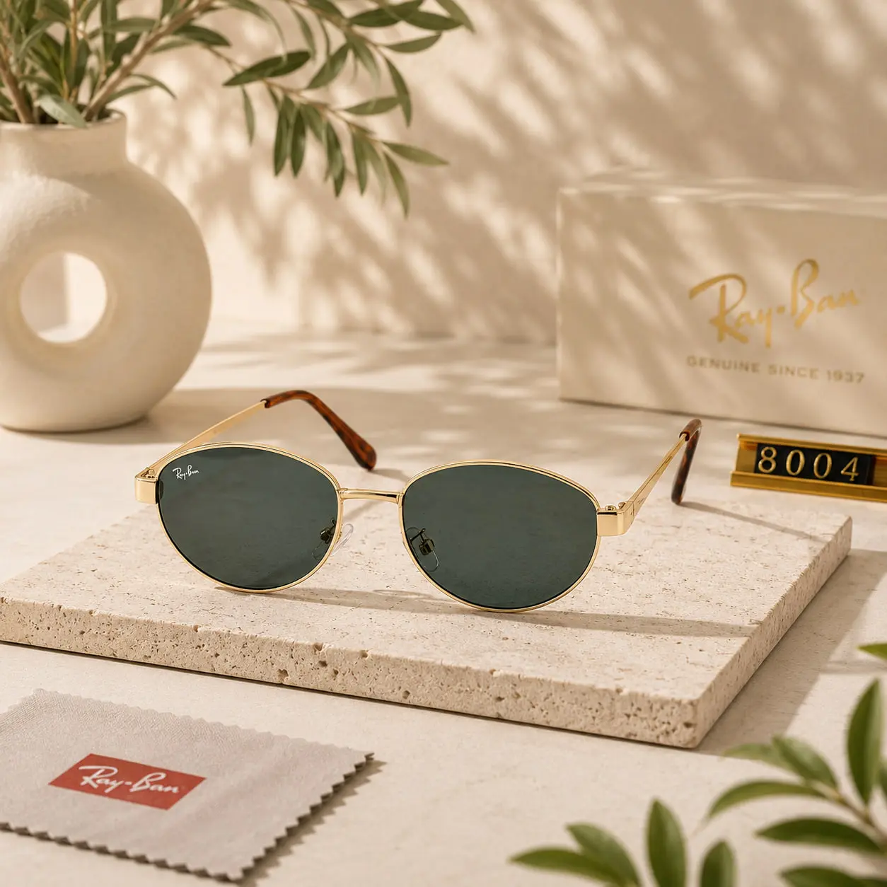 Ray-Ban Wayfarer Sunglasses for Men & Women – Shiny Black Frame with Green Lenses