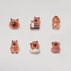 Mini Capybara Decorations Set, Animal Design Resin Craft Ornaments & Doll House Garden Accessories, Perfect Party Gifts for Back-To-School Season