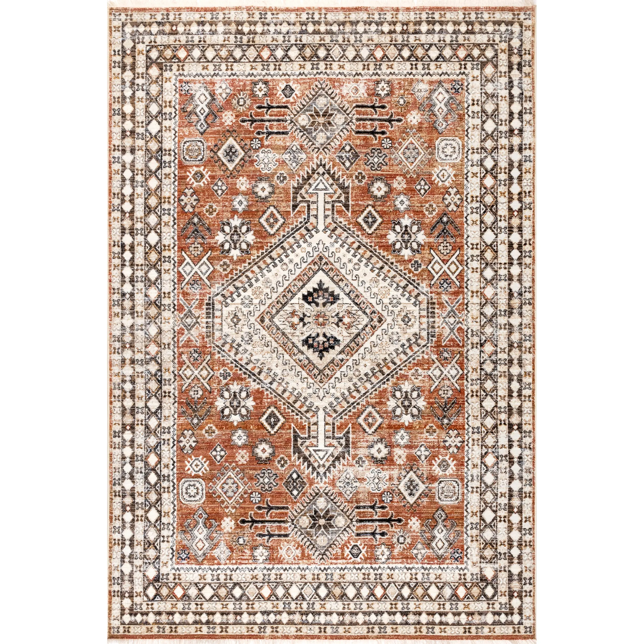 Vanesa Transitional Medallion Fringe Indoor Area Rug, Decorative Elegant Home Decor Rug for Living Room Bedroom, Decorative Rug, Elegant Rug