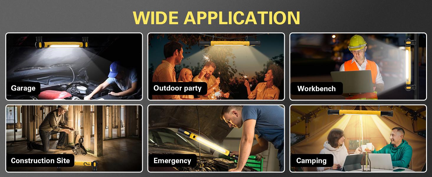 Work Light for Mechanic,3000LM LED Work Lights,5200mAh Rechargeable Magnetic Light bar,Portable Automotive Tools Underhood Light with Hooks for Car Garage Workshop Emergency,Gifts for Him, Yellow