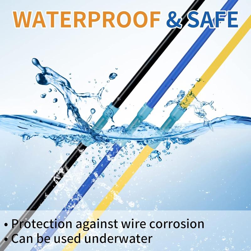 Heat Shrink Wire Connectors Kit (200pcs), Waterproof Insulated Electrical Terminals for Automotive & Marine Use, Durable & Reliable Cable Connectors