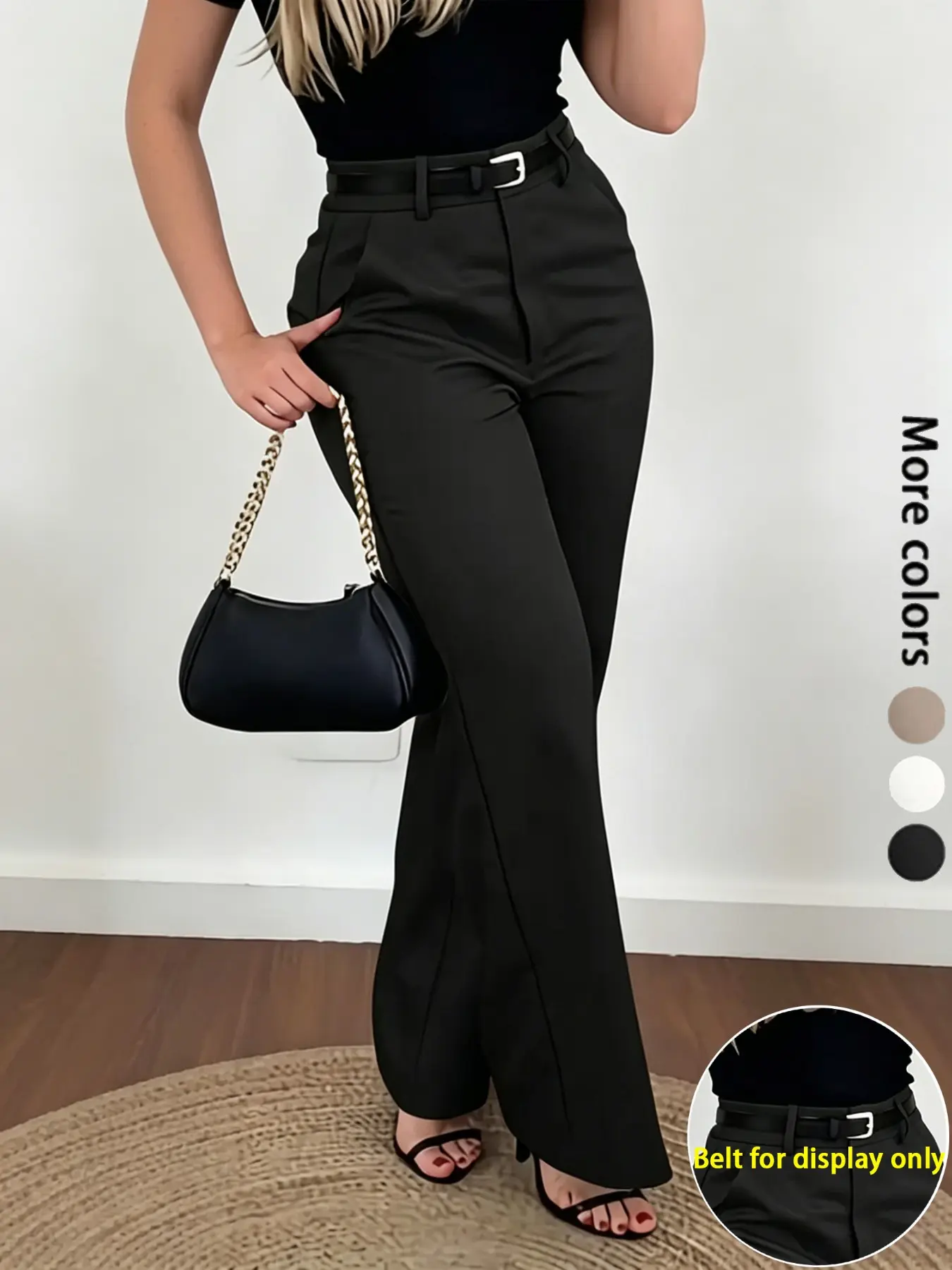 Women's Elegant Solid Color Straight Leg Casual Long Pants, Casual Fashion Bottoms, Zipper Design, Loose Fit, High Waist, All Seasons, Womenswear