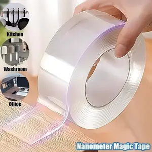 [Holiday Haul] Ultra-strong Double Sided Adhesive,Nano Tape Transparent Reusable Waterproof Tapes Heat Resistance Bathroom Home Decoration-9.85FT acrylic