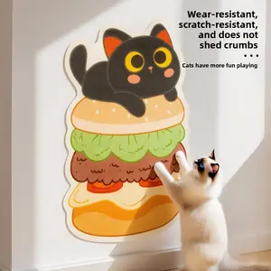 Self-Adhesive Cat Scratcher Mat with Teaser Toy | Wall & Furniture Protector | Durable Felt Cat Scratching Pad Playing