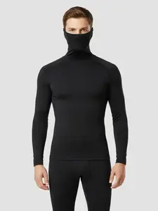 Men's Ultra High Neck Thermal Underwear Set – Soft, Breathable & Warm Top and Pants for Skiing, Outdoor Winter Sports, Athletics & Base Layer Wear, Compression Garment