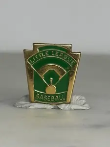 Little League Baseball Pin: Green & Gold Enamel - Vintage Sports Accessory