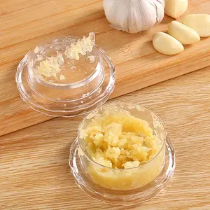 Rotary Garlic Chopper, Manual Garlic Mincer with Transparent Container, Food Grade Plastic Garlic Grinder for Easy & Clean Garlic Prep, Kitchen Gadget for Cooking