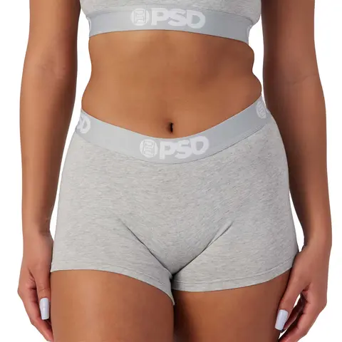 PSD Womens Athletic Grey Boyshort Underwear - Premium Modal Fabric Bottom Breathable Comfort Soft