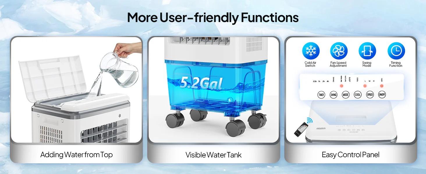 [FLASH SALE] ROVSUN 5.2 Gal Portable Evaporative Air Cooler with Remote Control