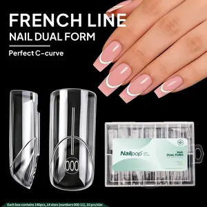 140Pcs French Dual Forms C-Curve Ultra-Thin Transparent Shaping For Salon & Home Use