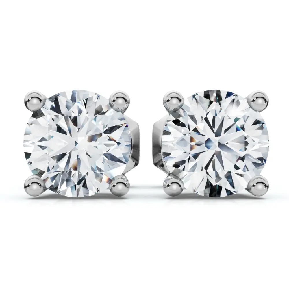 1 Ct TW Round Cut Diamond Screw Back Studs 14k White Gold Lab Grown