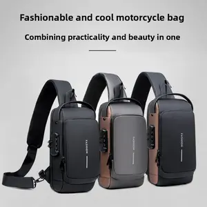 Men's chest bag with password lock anti-theft waist bag, cycling leisure outdoor sports chest bag crossbody bag, anti-theft and waterproof multifunctional sports backpack, daily commuting rechargeable small bag, student single shoulder crossbody bag