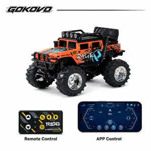 1/64 Mini RCMonster Truck, Metal Off-Road Vehicle withTrailer, 2.4GHz Remote Control All-TerrainCar, 3-Speed Adjustable, USB-CRechargeable, Desktop Play, Indoor OutdoorRacing Toy, Fun Valentine Birthday ChristmasGift for Kids Boys