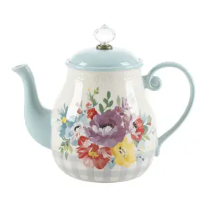 The Pioneer Woman Sweet Romance Blossom White 1.48-Quart Tea Pot