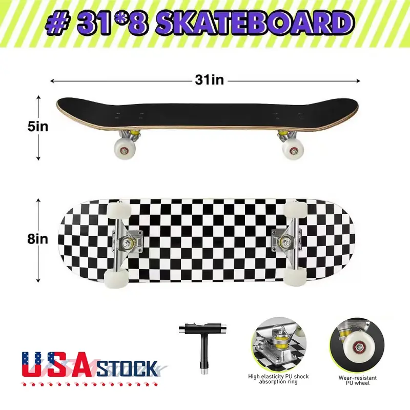 Wooden Kids Girl Custom Wheels Longboard Skateboard 31”Complete Skate Board