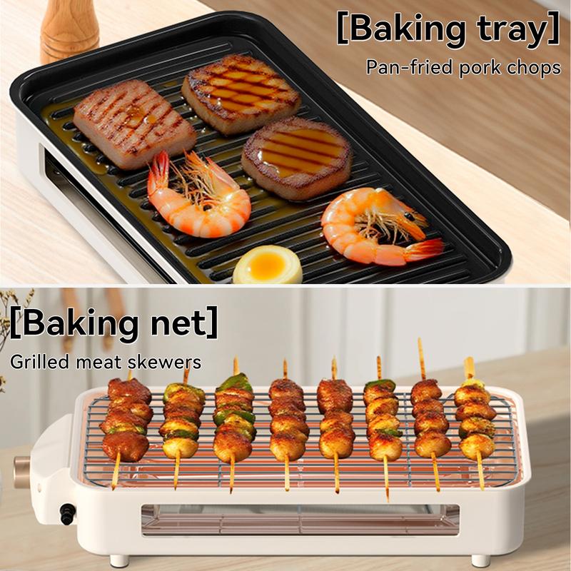 TANLOOK 1500W Electric Korean BBQ indoor Grill – Smokeless Non-Stick Grill with Removable Plates & Temp Control, Compact All-Purpose Tabletop Griddle, with Clip & Brush