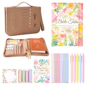 Bible Cover for Women Man, Large leather  Bible Bag , Book Carrying Case with Highlighters & Bible Tabs&Bible Prayer Cards, Bibles for Women Man, Bible Study, Bible Journaling & Bible Decorating, Christmas Christian Gifts