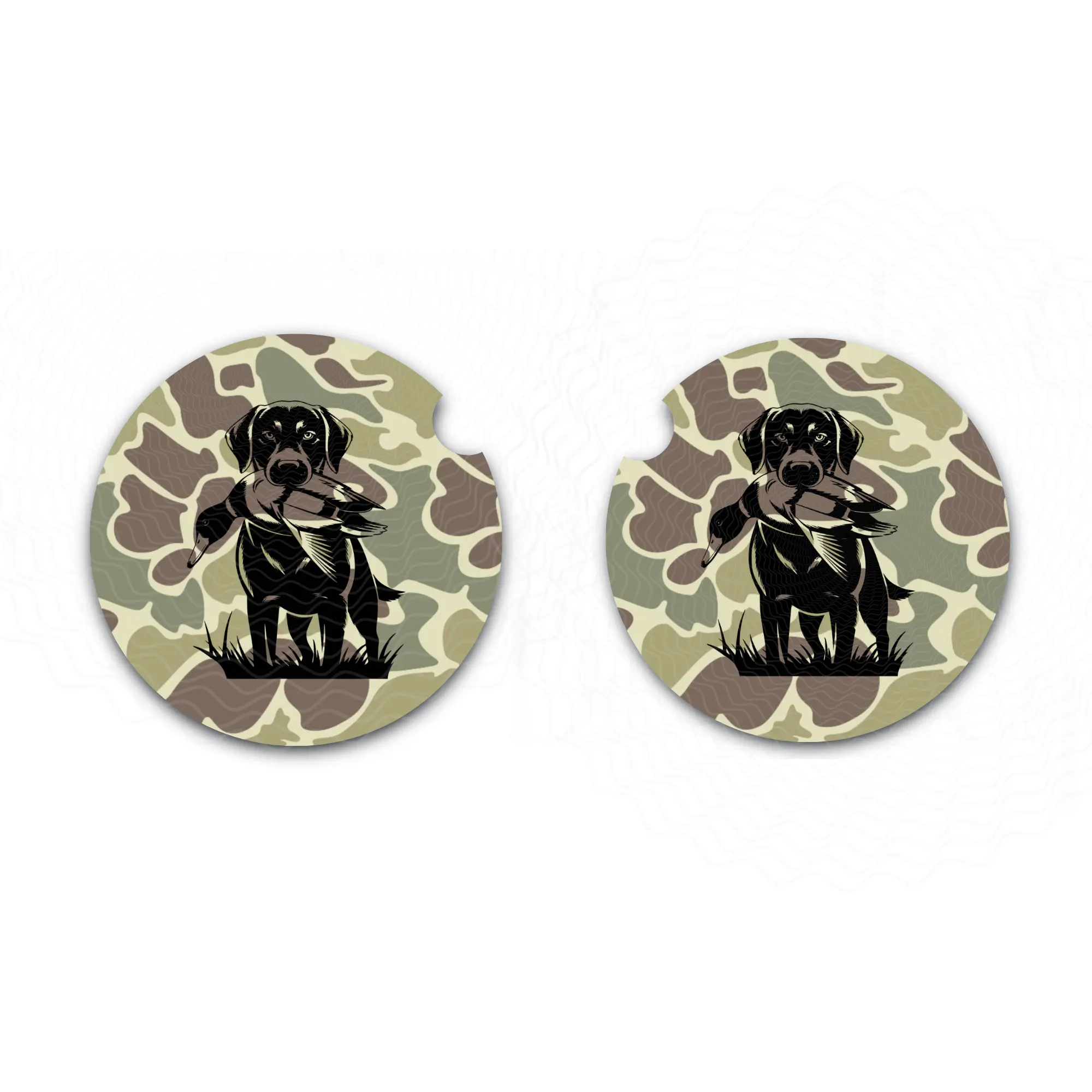 Old School Green Duck Camo Duck Hunting Car Coasters, Auto Accessories, Duck Hunting Gift, Interior Car Accessory