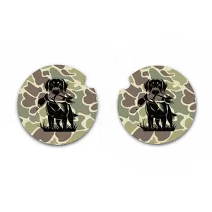 Old School Green Duck Camo Duck Hunting Car Coasters, Auto Accessories, Duck Hunting Gift, Interior Car Accessory