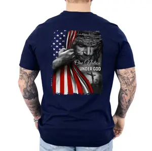 Jesus Faith T-Shirt , Featuring "One Nation Under God" Cross & American Flag Graphic , Perfect for Christians & Independence Day , Unisex Shirt , Gift for Believers