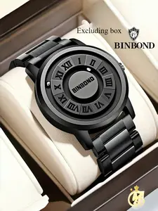 Men's Business Fashion Round Dial Analog Quartz Watch, Fashion Watch for Party, Daily Clothing Decor, Trendy All-match & Exquisite Watch for Birthday Gift with Box