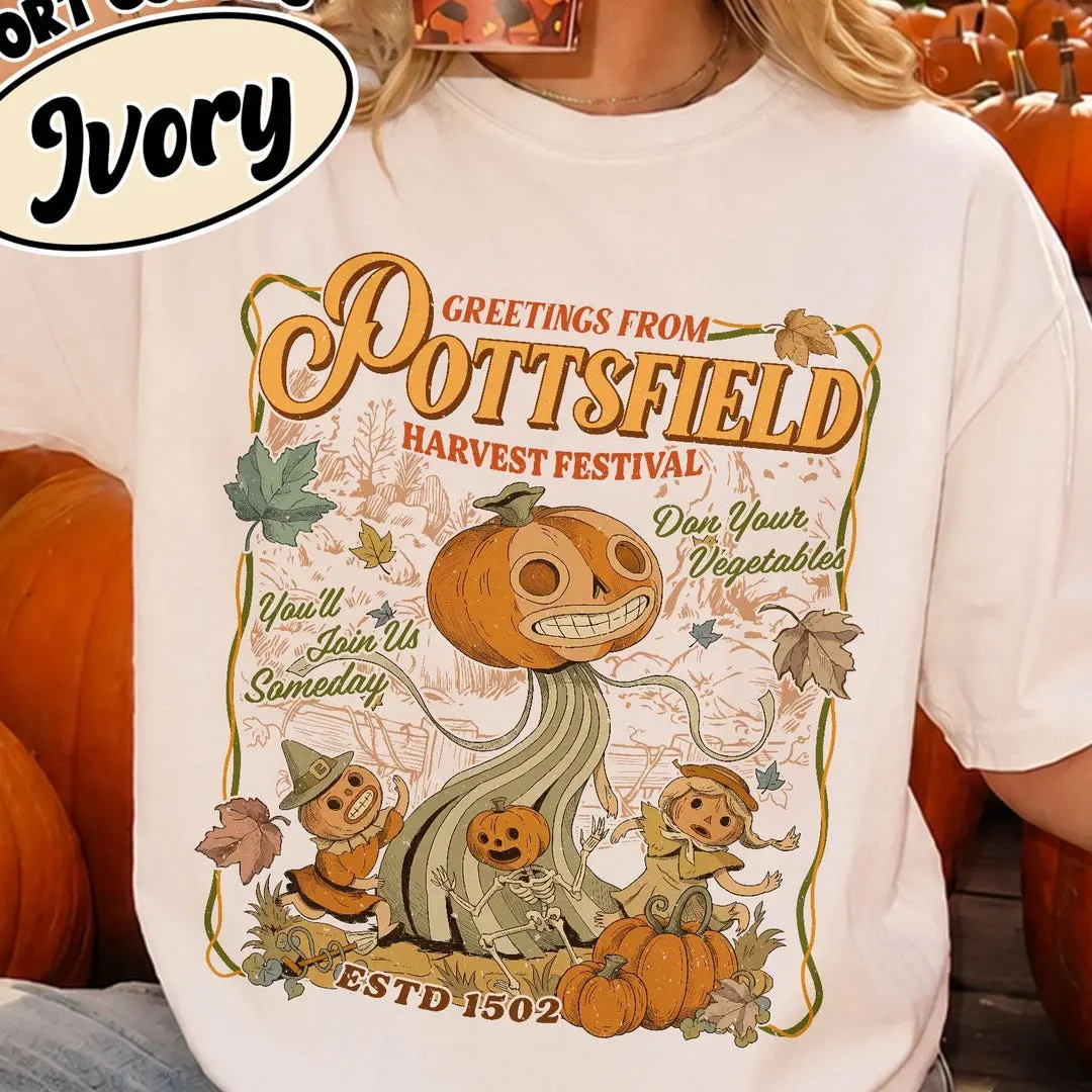 Greetings From Pottsfield Harvest Festival Shirt, OTGW Inspired Halloween Tee, Vintage Pumpkin Tshirt, Cozy Spooky Season Gift