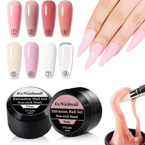 OsNailmall 8 Colors/Set  Non-Stick Nail Extension Gel, Long-Lasting UV LED Cured, DIY & Salon Use, Manicure, Perfect for Acrylic Nails, Tips, and Art