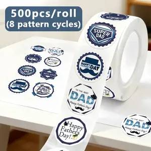 Father's Day Stickers, 500 Sheets, DIY Father's Day Card Decorations, Envelope Seals, Box Wrapping, Gift Packaging Stickers