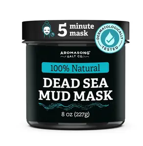 AROMASONG 100% Natural Dead Sea Mud Facial Mask - 8 oz Anti-Acne, Mineral-Infused Skin Care Product for Cleansing, Oil Control - Dermatologically Tested for Weekly Use