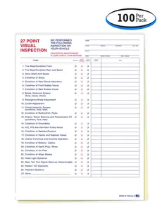 27 Point Visual Vehicle Inspection Car Sheet 2-Part (Form #27-Point) (100 pack)