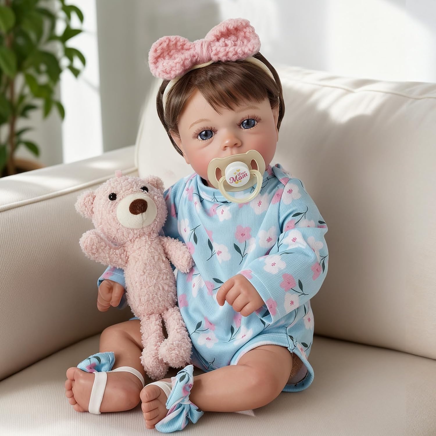 Babeside 17 inch Realistic Reborn Baby Doll - Lifelike Newborn Girl with Soft Vinyl Limb+Cloth Body & Accessories Best Gift for Kids