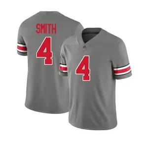 Gray V-Neck Football Jersey Smith #4 Unisex Lightweight Breathable Athletic Shirt for Training Practice and Game Day