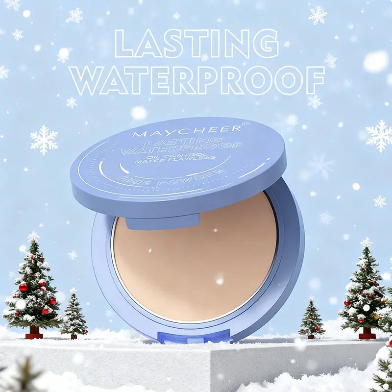 Long-Lasting Matte Finish Face Pressed Powder Compact, Pressed Setting Powder, Oil-Control Waterproof Sweatproof Lightweight Breathable, 8 Shades for Various Skin Types