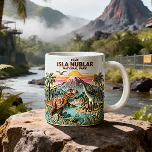 Isla Nublar Dinosaur Park Adventure Mug, Vintage Jurassic Style Tropical Design Coffee Cup, Dino Lovers Gift, Travel & Nature Explorer Daily Use Mug