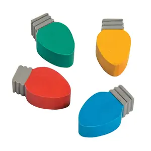 1 1/2" Christmas Tree Lightbulb-Shaped Rubber Erasers - 24 Pc.