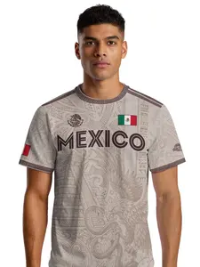 Mexico Soccer Jersey Aztec Sun Stone Eagle Design, Sporty Style Fitted Long Sleeve, All Seasons Wear, Random Animal Print