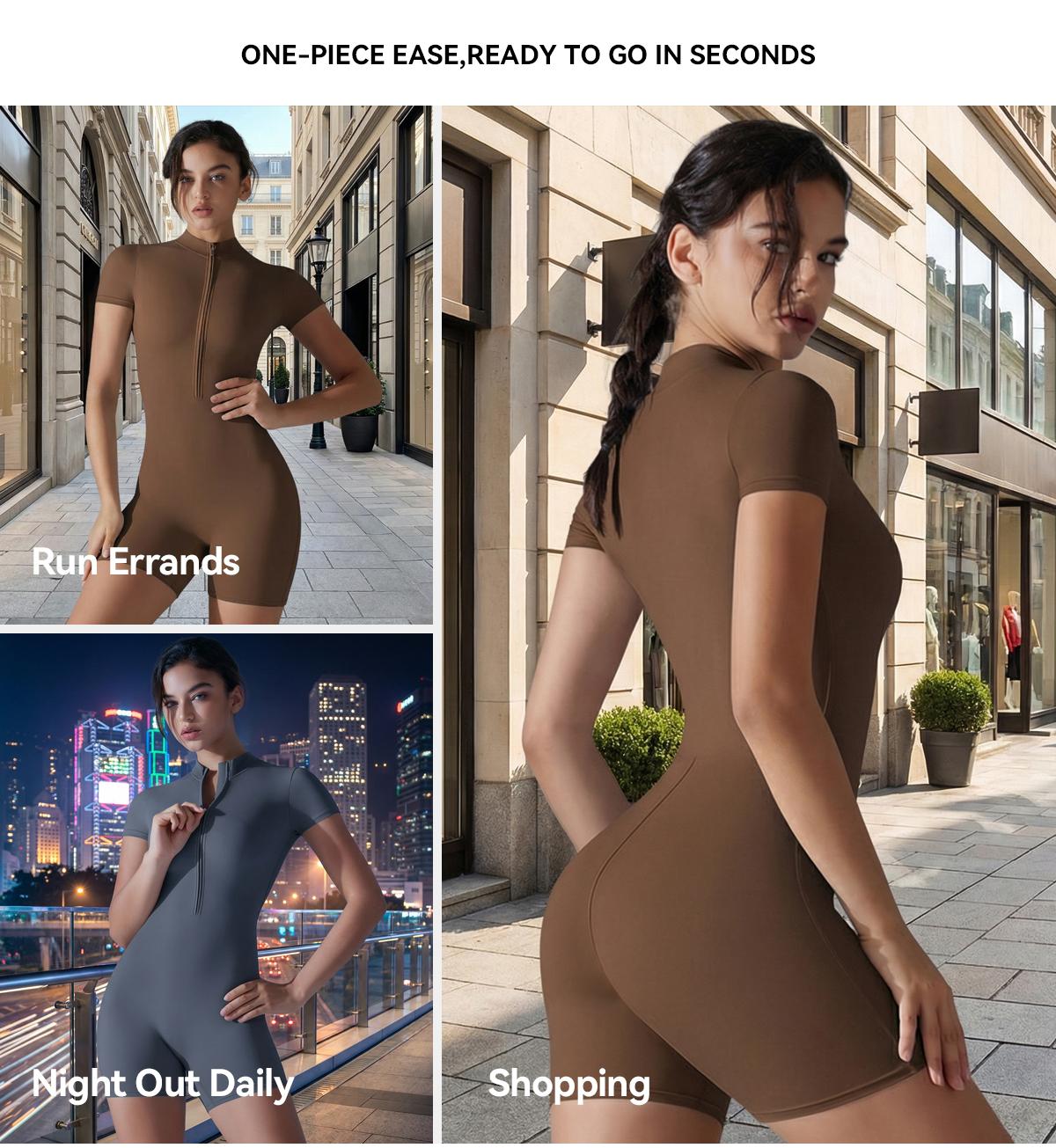 Women's Tight Zipper Short-Sleeved Shorts Yoga Jumpsuit, Soft Stretch Moisture-Wicking Quick-Drying Breathable Activewear Clothing, Athletic Training Apparel for Yoga Pilates, Gym Clothes Women Women's Tight Zipper Short-Sleeved Shorts Yoga Jumpsuit, Soft Stretch Moisture-Wicking Quick-Drying Breathable Activewear Clothing, Athletic Training Apparel for Yoga Pilates, Gym Clothes Women