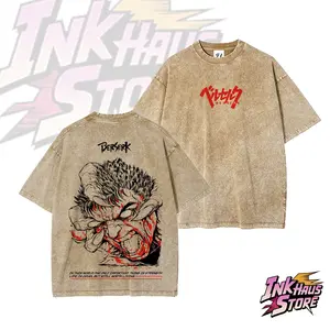 Japanese Anime *Berserk* Tee --Short Sleeve Cotton Unisex Retro wash Tee