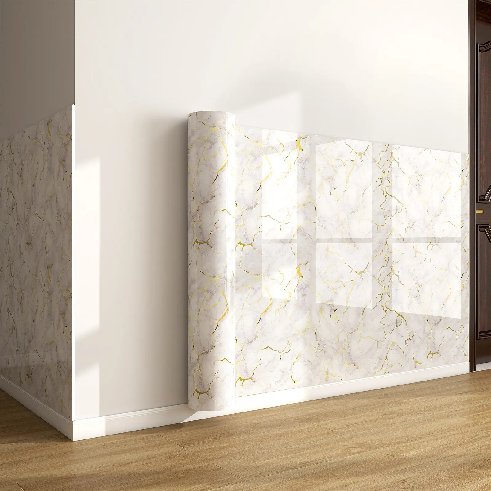 Marble-look tile wall stickers, Self Adhesive Wallpaper, Marble Wallpaper Roll, Marble Wallpaper Peel And Stick, self-adhesive panels for kitchen and bathroom, waterproof, moisture-resistant aluminum-plastic board and XPE backing, easy to install